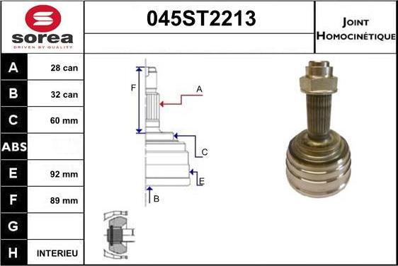 STARTCAR 045ST2213 - Birləşmə dəsti, ötürücü val furqanavto.az