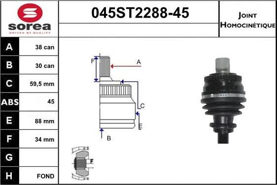 STARTCAR 045ST2288-45 - Birləşmə dəsti, ötürücü val furqanavto.az