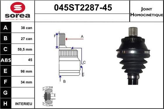 STARTCAR 045ST2287-45 - Birləşmə dəsti, ötürücü val furqanavto.az