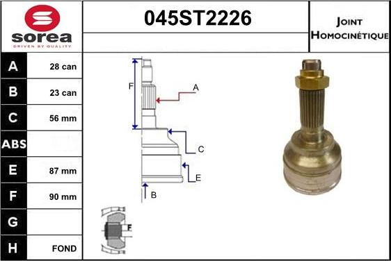 STARTCAR 045ST2226 - Birləşmə dəsti, ötürücü val furqanavto.az