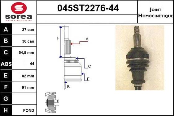 STARTCAR 045ST2276-44 - Birləşmə dəsti, ötürücü val furqanavto.az