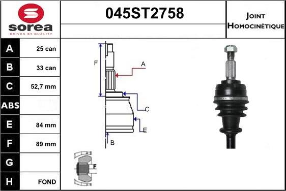 STARTCAR 045ST2758 - Birləşmə dəsti, ötürücü val furqanavto.az