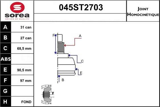 STARTCAR 045ST2703 - Birləşmə dəsti, ötürücü val furqanavto.az