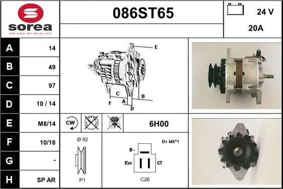 STARTCAR 086ST65 - Alternator furqanavto.az