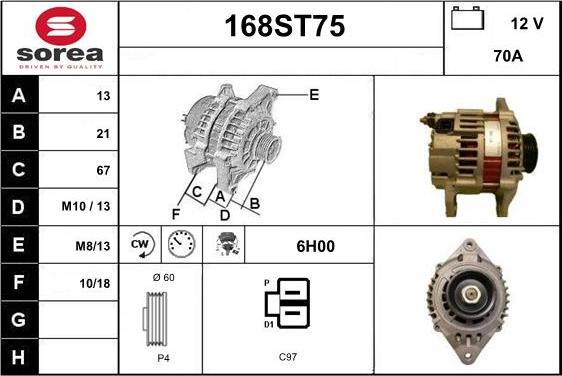 STARTCAR 168ST75 - Alternator furqanavto.az