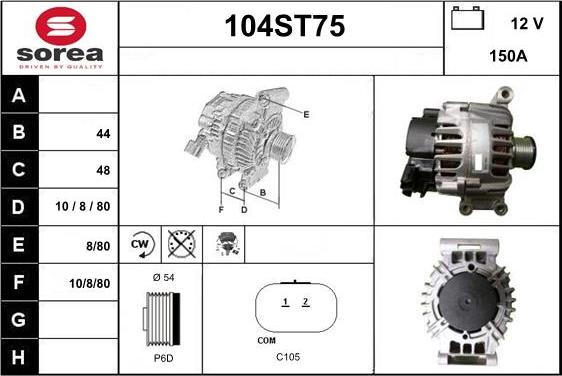 STARTCAR 104ST75 - Alternator furqanavto.az