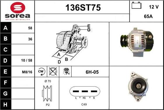 STARTCAR 136ST75 - Alternator furqanavto.az