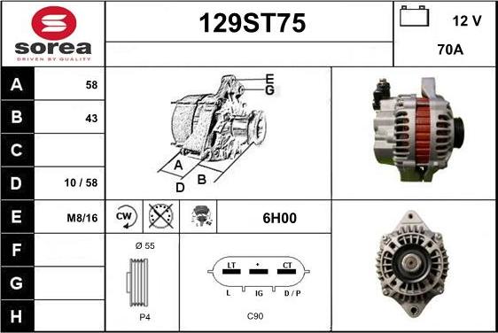 STARTCAR 129ST75 - Alternator furqanavto.az