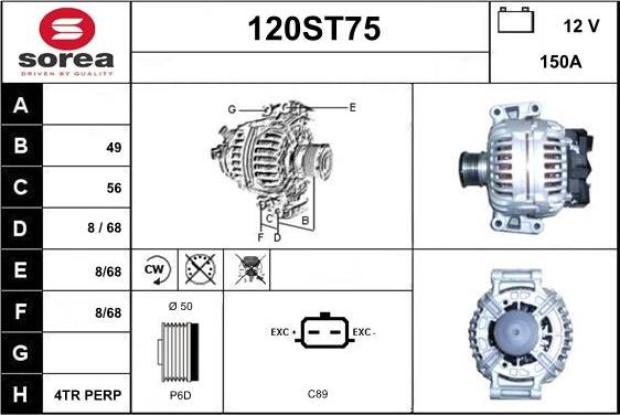 STARTCAR 120ST75 - Alternator furqanavto.az