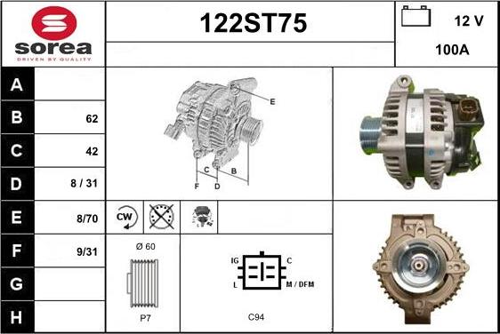 STARTCAR 122ST75 - Alternator furqanavto.az