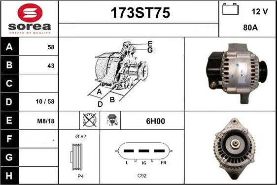 STARTCAR 173ST75 - Alternator furqanavto.az