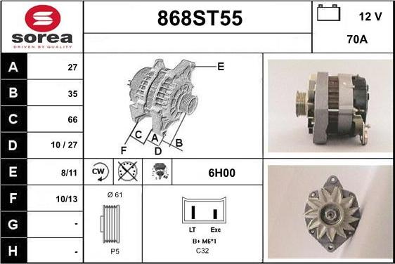 STARTCAR 868ST55 - Alternator furqanavto.az
