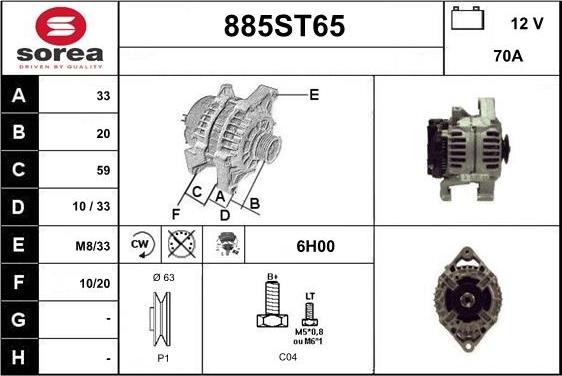 STARTCAR 885ST65 - Alternator furqanavto.az