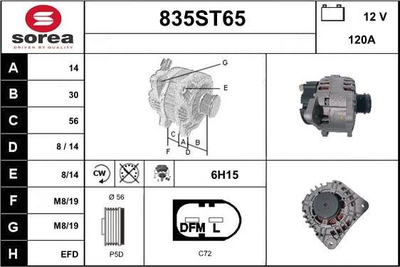 STARTCAR 835ST65 - Alternator furqanavto.az