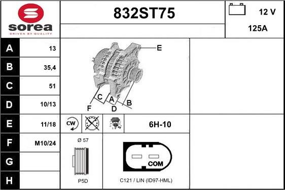 STARTCAR 832ST75 - Alternator furqanavto.az