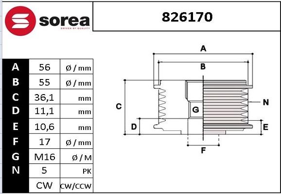 STARTCAR 826170 - Kasnak, alternator, sərbəst dönərli mufta furqanavto.az