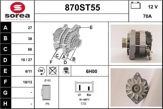 STARTCAR 870ST55 - Alternator furqanavto.az