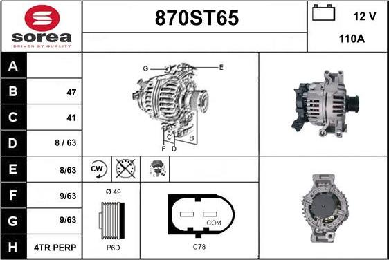 STARTCAR 870ST65 - Alternator furqanavto.az