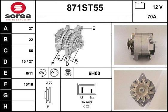 STARTCAR 871ST55 - Alternator furqanavto.az