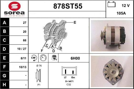 STARTCAR 878ST55 - Alternator furqanavto.az