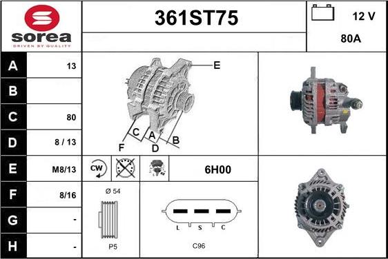 STARTCAR 361ST75 - Alternator furqanavto.az