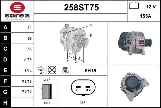 STARTCAR 258ST75 - Alternator furqanavto.az