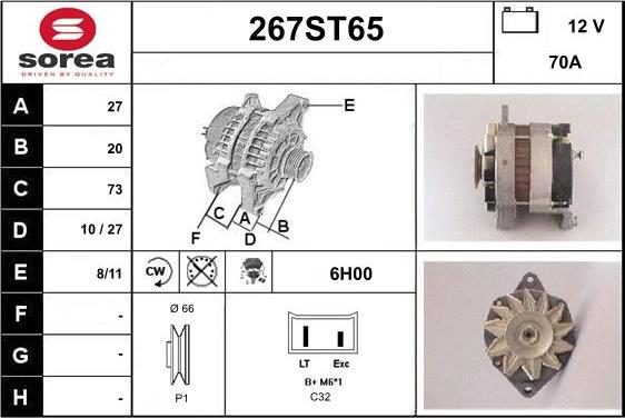 STARTCAR 267ST65 - Alternator furqanavto.az