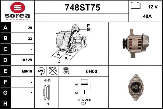 STARTCAR 748ST75 - Alternator furqanavto.az