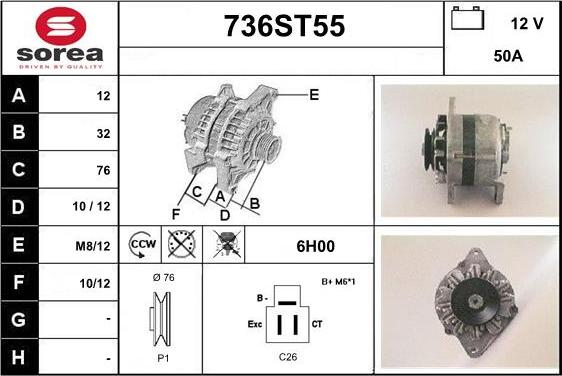 STARTCAR 736ST55 - Alternator furqanavto.az