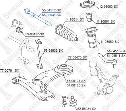 Stellox 55-98031-SX - Daxili Bağlama Çubuğu, Ox Birləşməsi furqanavto.az