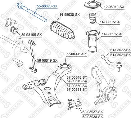 Stellox 55-98026-SX - Daxili Bağlama Çubuğu, Ox Birləşməsi furqanavto.az