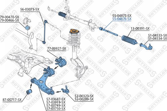 Stellox 55-04876-SX - Daxili Bağlama Çubuğu, Ox Birləşməsi furqanavto.az