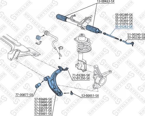 Stellox 55-05282-SX - Daxili Bağlama Çubuğu, Ox Birləşməsi furqanavto.az