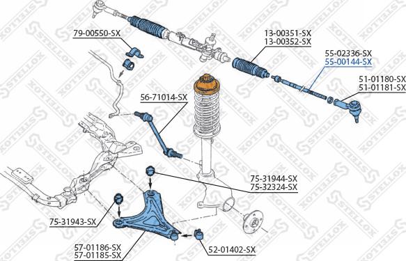 Stellox 55-00144-SX - Daxili Bağlama Çubuğu, Ox Birləşməsi furqanavto.az