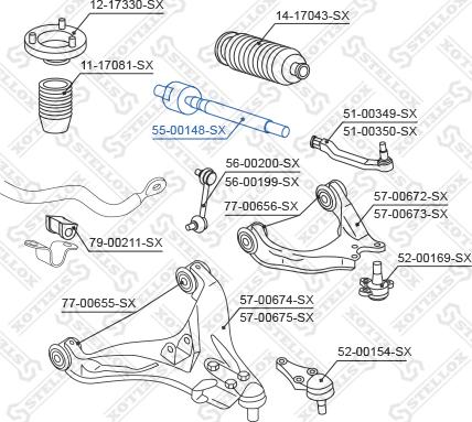 Stellox 55-00148-SX - Daxili Bağlama Çubuğu, Ox Birləşməsi furqanavto.az