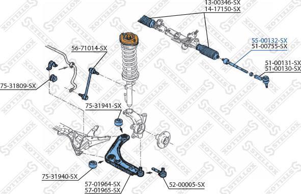 Stellox 55-00132-SX - Daxili Bağlama Çubuğu, Ox Birləşməsi furqanavto.az