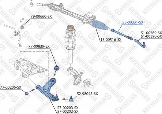 Stellox 55-00331-SX - Daxili Bağlama Çubuğu, Ox Birləşməsi furqanavto.az