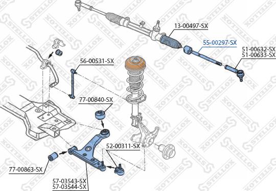 Stellox 55-00297-SX - Daxili Bağlama Çubuğu, Ox Birləşməsi furqanavto.az