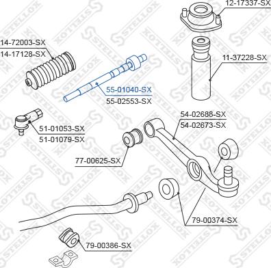 Stellox 55-01040-SX - Daxili Bağlama Çubuğu, Ox Birləşməsi furqanavto.az