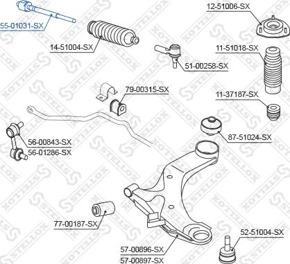 Stellox 55-01031-SX - Daxili Bağlama Çubuğu, Ox Birləşməsi furqanavto.az