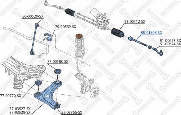 Stellox 55-01808-SX - Daxili Bağlama Çubuğu, Ox Birləşməsi furqanavto.az