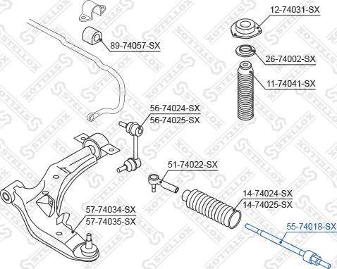 Stellox 55-74018-SX - Daxili Bağlama Çubuğu, Ox Birləşməsi furqanavto.az