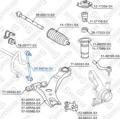 Stellox 56-98019-SX - Çubuq / Strut, stabilizator furqanavto.az