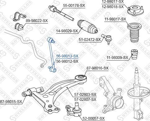 Stellox 56-98013-SX - Çubuq / Strut, stabilizator furqanavto.az