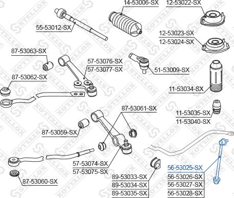 Stellox 56-53025-SX - Çubuq / Strut, stabilizator furqanavto.az