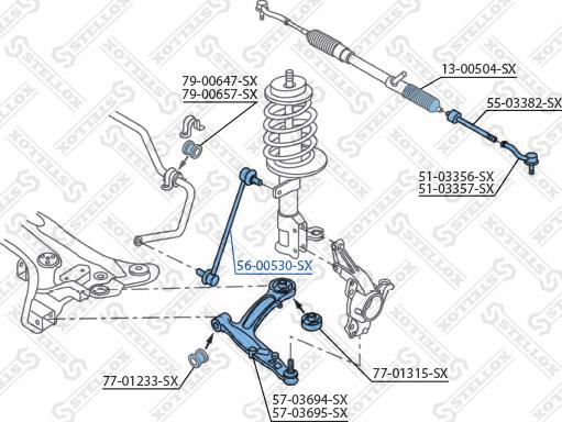 Stellox 56-00530-SX - Çubuq / Strut, stabilizator furqanavto.az