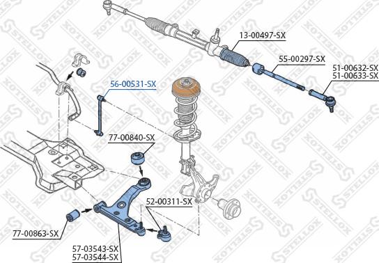 Stellox 56-00531-SX - Çubuq / Strut, stabilizator furqanavto.az