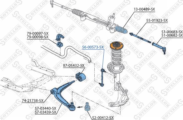 Stellox 56-00573-SX - Çubuq / Strut, stabilizator furqanavto.az