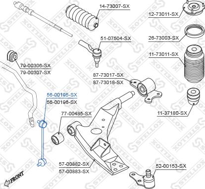 Stellox 56-00195-SX - Çubuq / Strut, stabilizator furqanavto.az