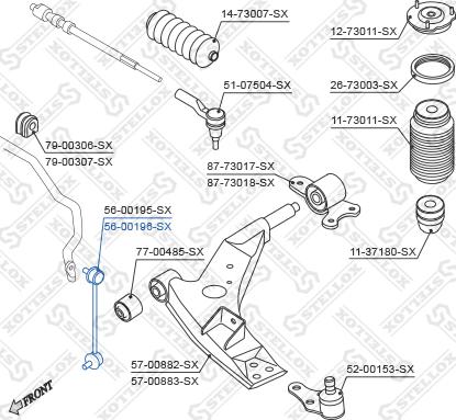 Stellox 56-00196-SX - Çubuq / Strut, stabilizator furqanavto.az